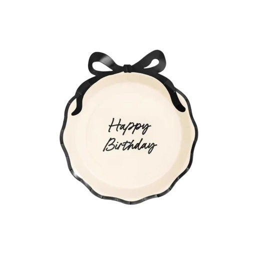 Picture of PAPER PLATES BLACK BOWS 24CM - 6 PACK